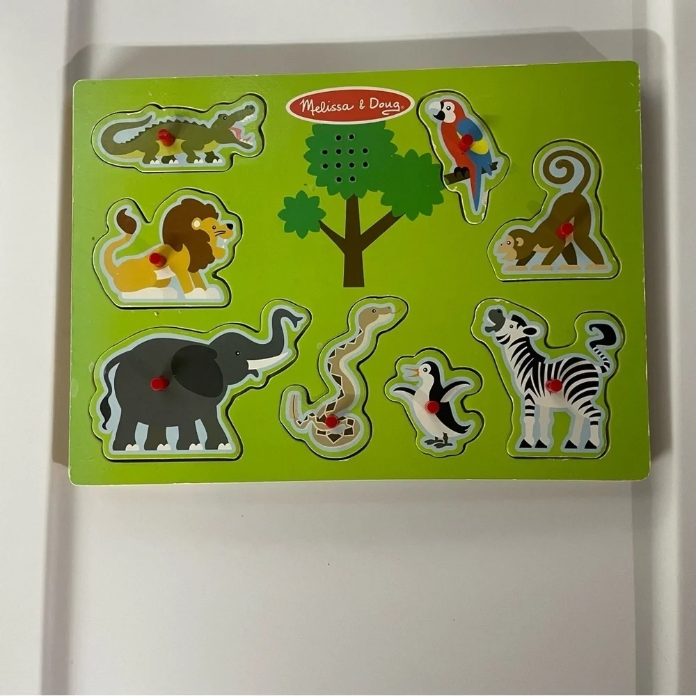Melissa & Doug Set of 2 Puzzle Boards: Zoo animals and shapes